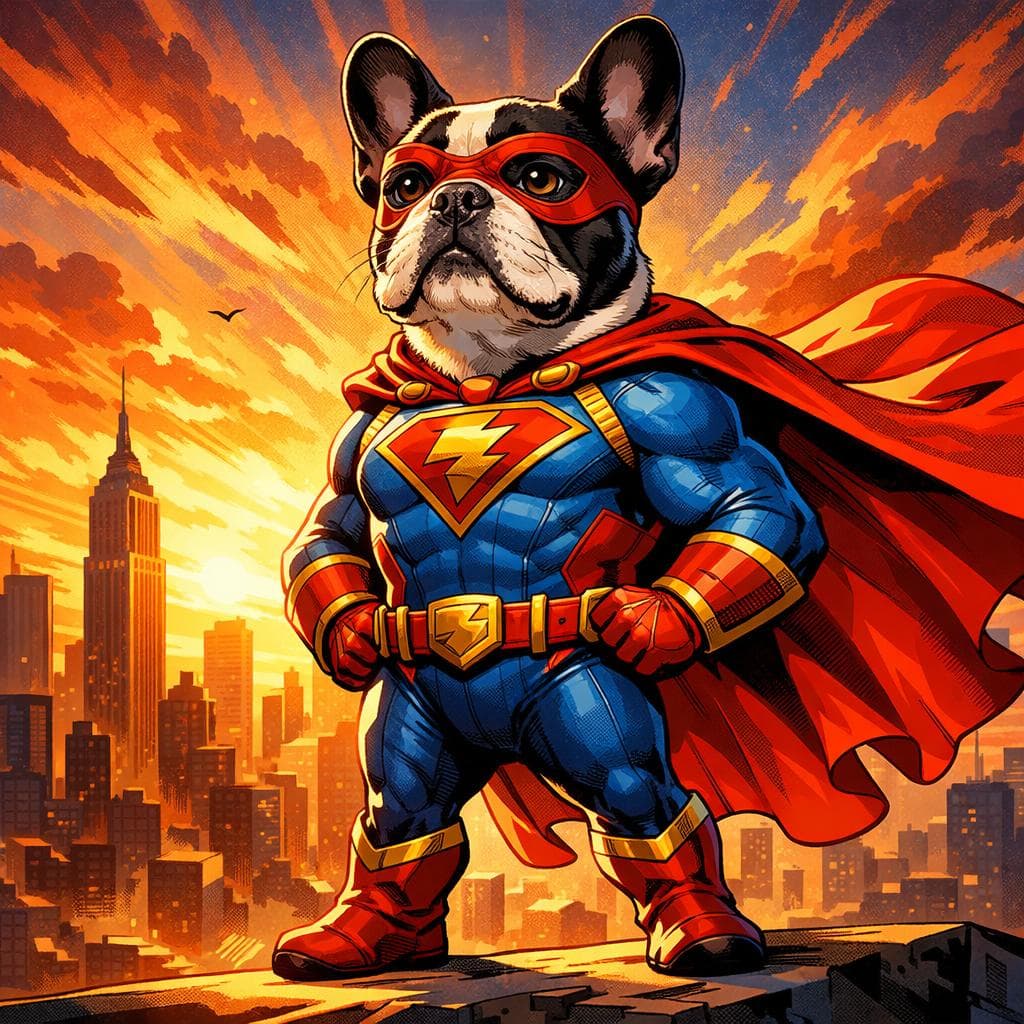 Superhero pet portrait style